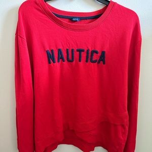 Nautica Crewneck red W dark blue lettering / MEDIUM